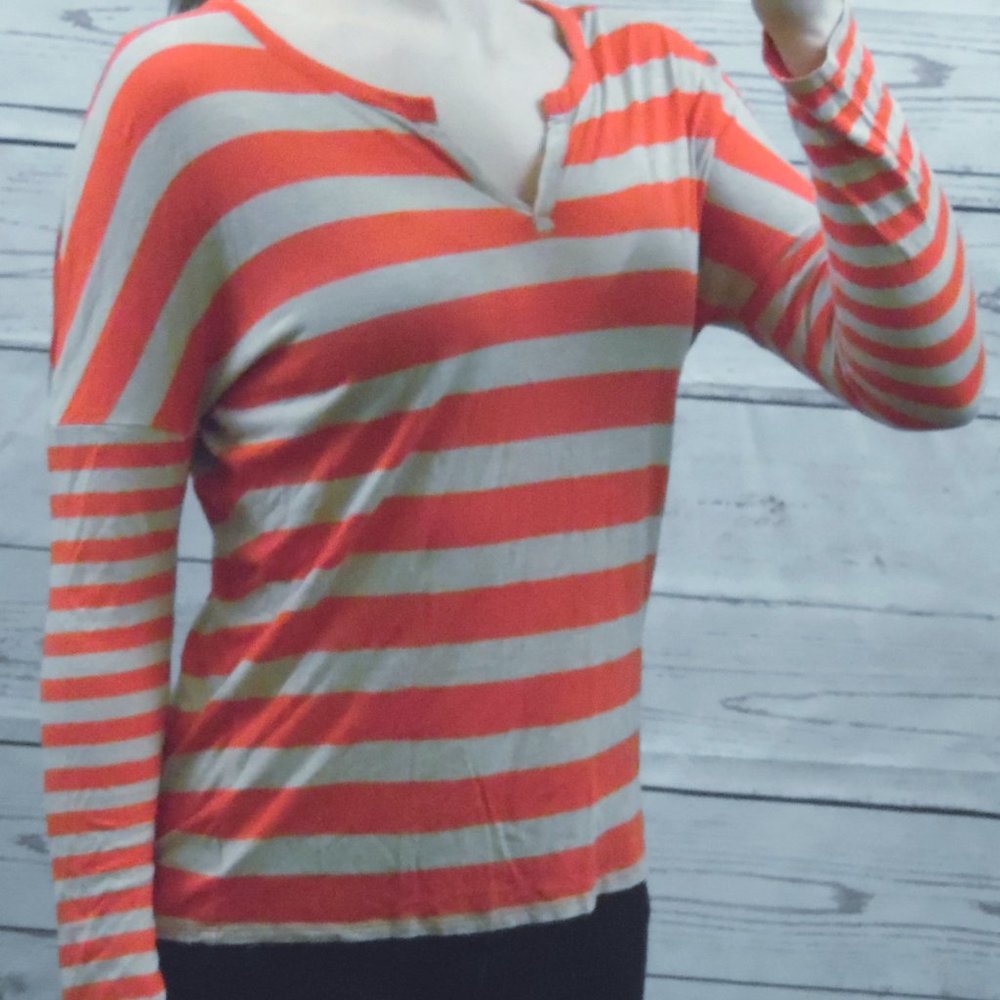 Old Navy red gray striped long-sleeve top